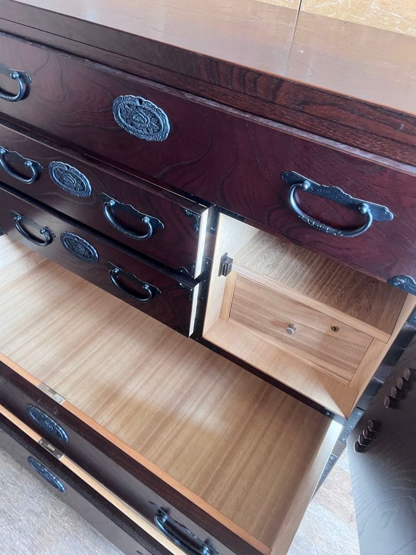 青木産業 江戸 整理箪笥 時代箪笥 5段チェスト 欅材 ケヤキ