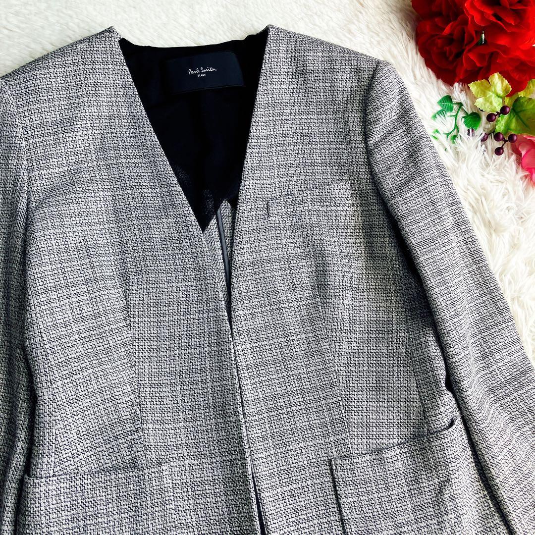 Paul Smith ポールスミス★ノーカラー スカートスーツ Aラインツイード