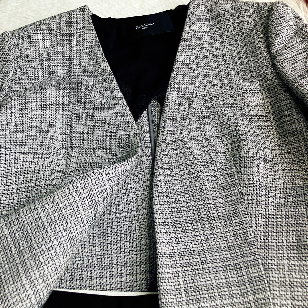 Paul Smith ポールスミス★ノーカラー スカートスーツ Aラインツイード