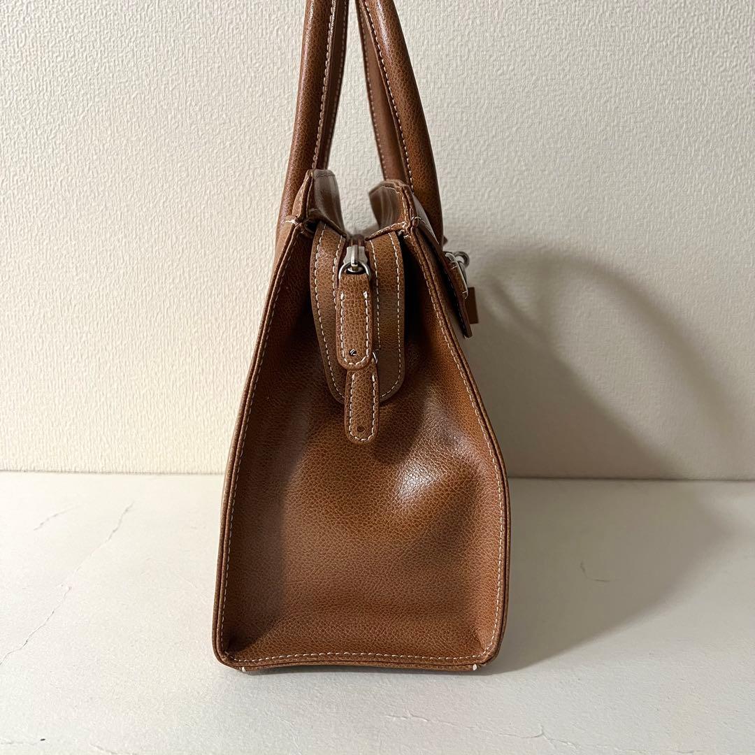 濱野 ハマノ ミーティア ブラウン ハンドバッグ ブラウン レザー 金具