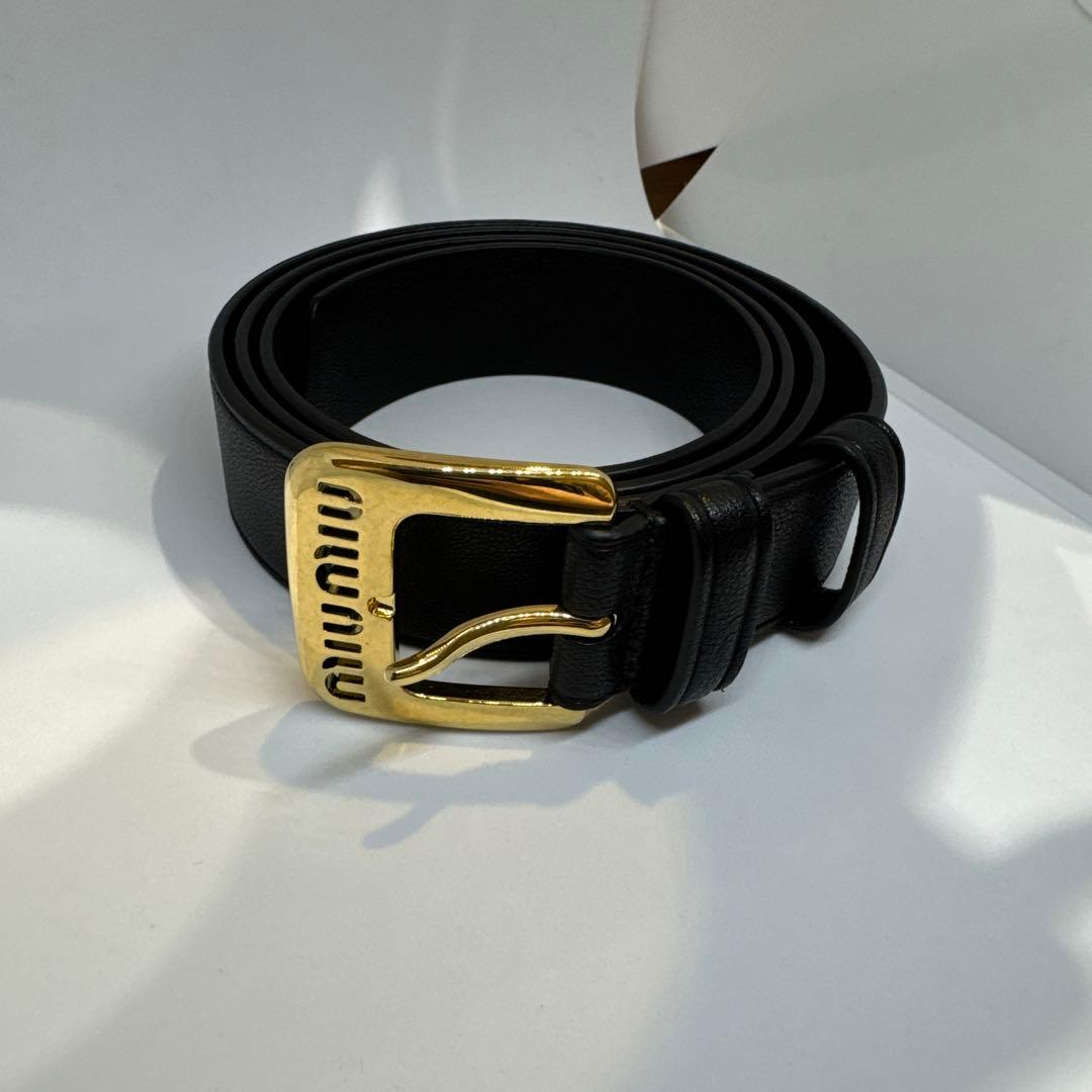 miu miu ナッパレザー ベルト ゴールドバックル 男女兼用