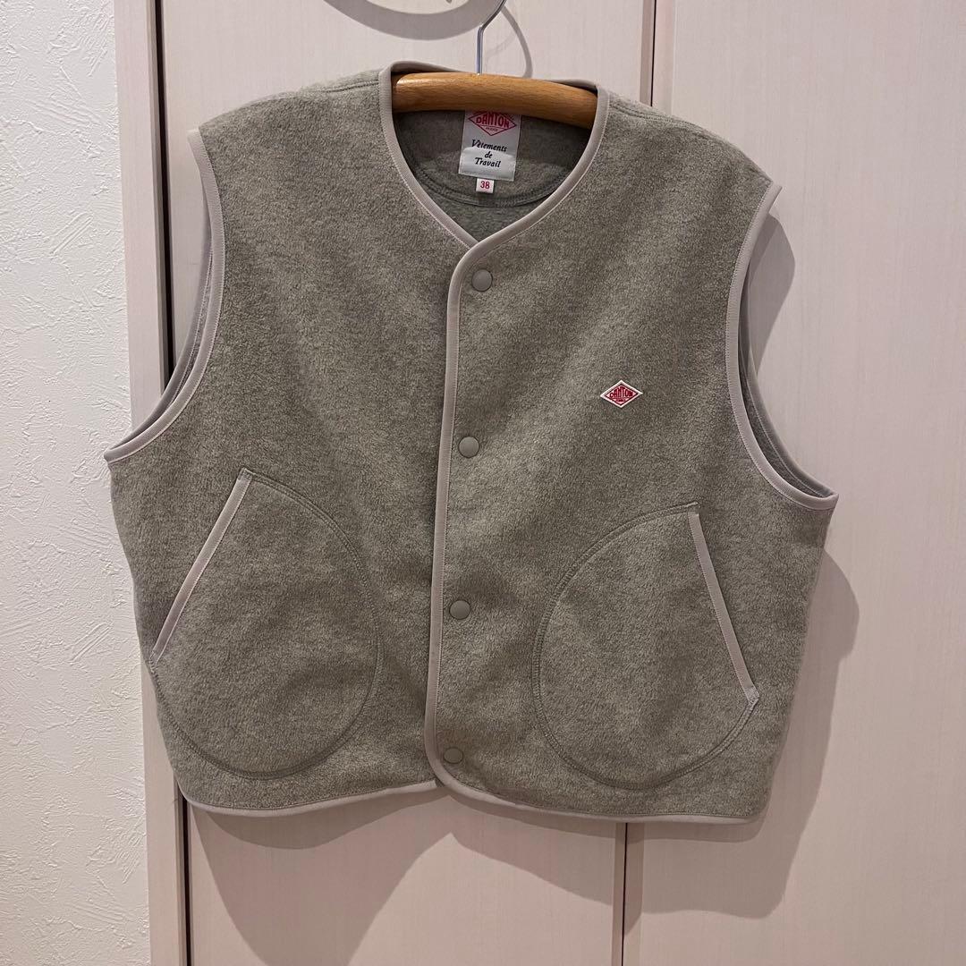 DANTON ショート丈　フリース　カラーレスベスト 38
