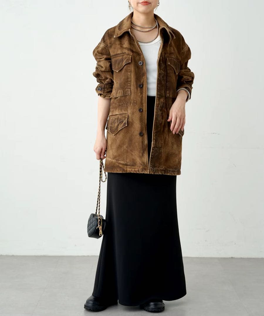 Loungedress ainode hinaseレザーライクブルゾン　未使用