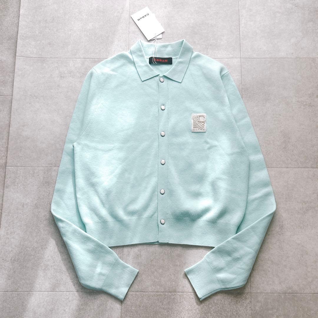 タグ付✨CaBAN コットンカシミヤ パールロゴポロカーディガン 完売色 現行