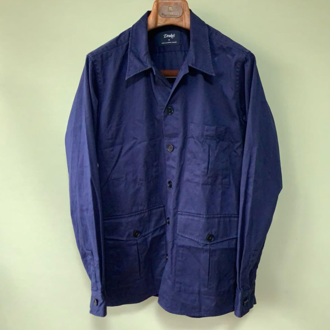 イギリス製Drake’sドレイクス チョアジャケットMネイビー コットン100％