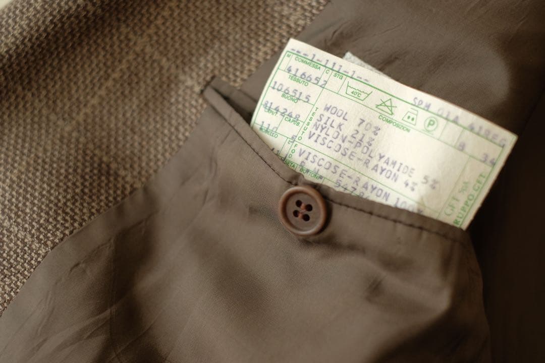 GIORGIO ARMANI テーラードジャケット　シルク混　チェック　ブラウン