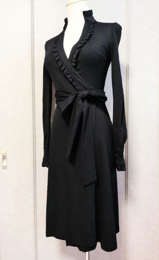 【DIANE von FURSTENBERG】ブラック ウール ラップドレス☆