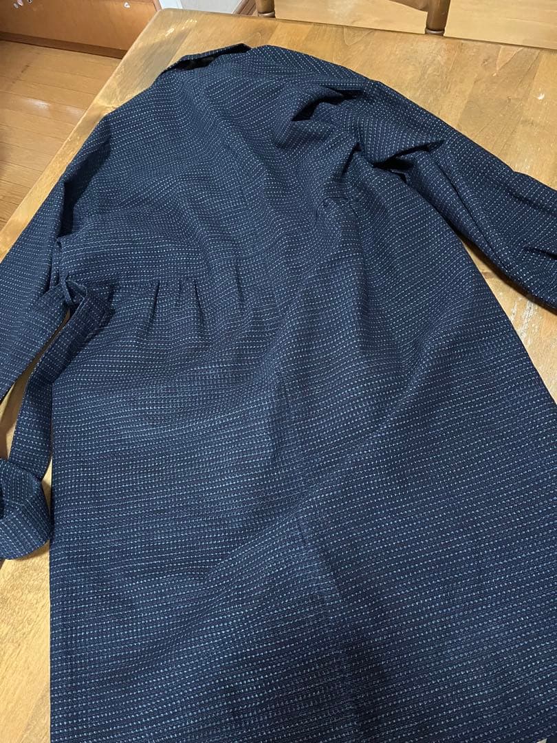 着物リメイク　久留米絣反物　ワンピース　チュニック　コート　花飾り　ハンドメイド