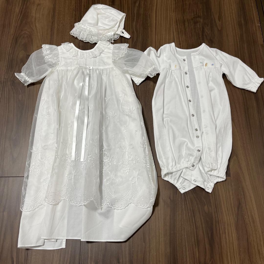 【人気】ファミリア　ベビードレス　セレモニードレス　帽子&2wayオール付き