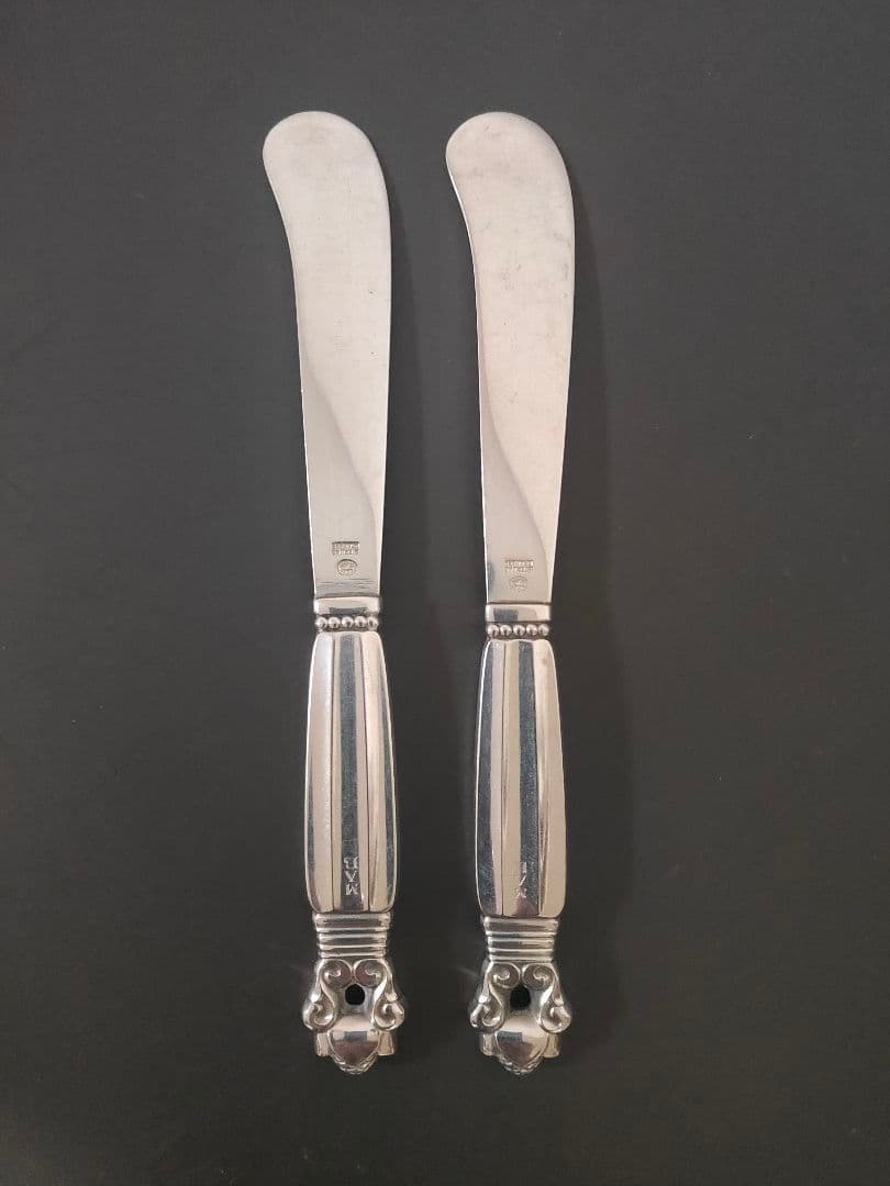 純銀製 ジョージジェンセン エコーン バター ナイフ 2本