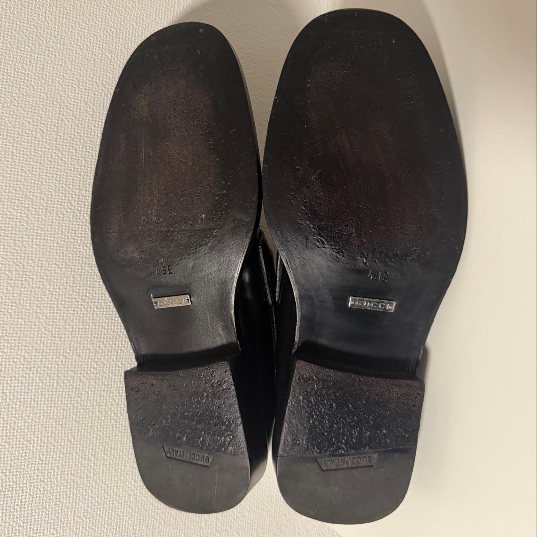 GUCCI スクエアトゥ ホースビット ローファー 黒 革靴
