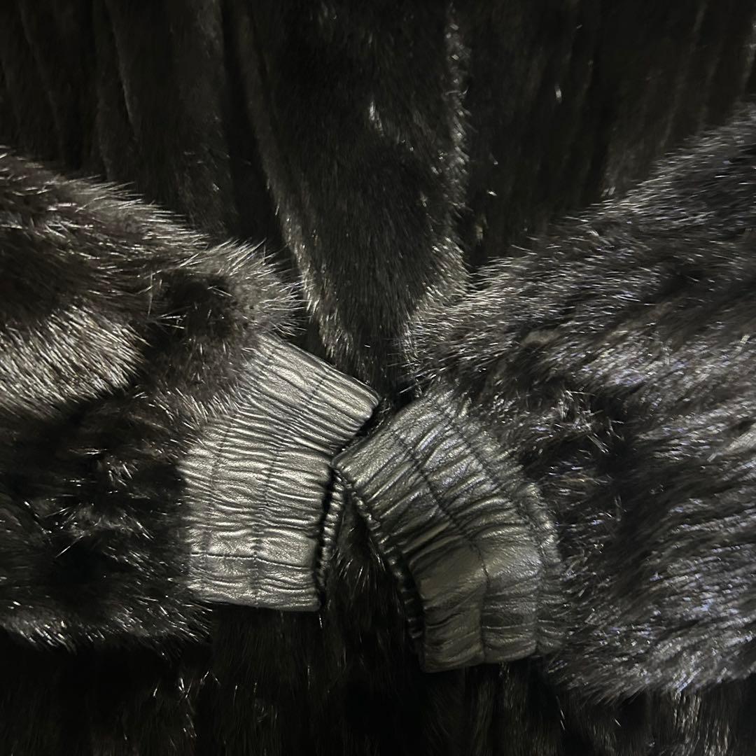 極美品 ミンクファー ラムレザー ブルゾンジャケット リバーシブル 80s