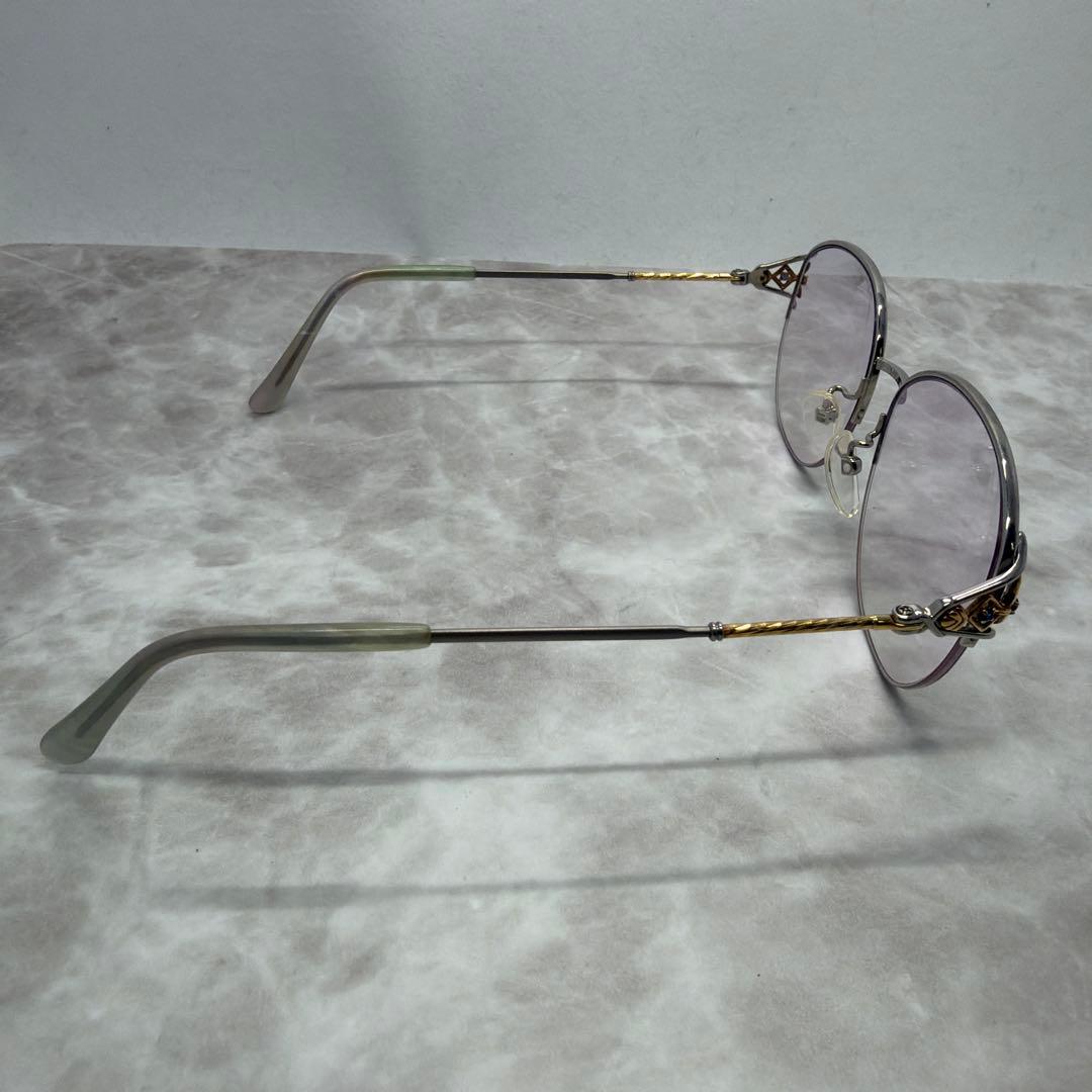 Paris miki パリミキ 18k 金 度付き眼鏡 ハーフリムメガネ 宝石付