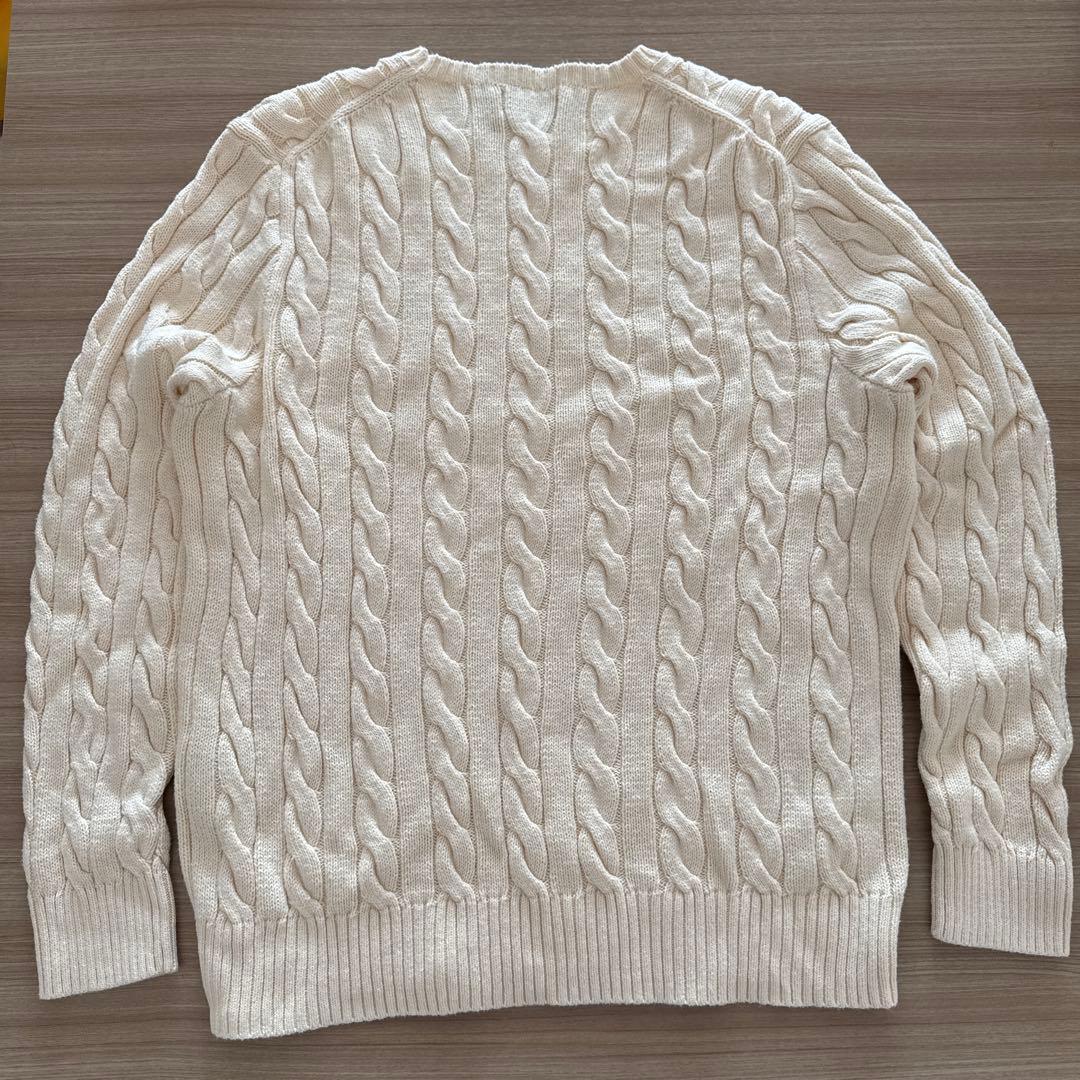 POLO RALPH LAURENアイボリーケーブルニットメンズLG