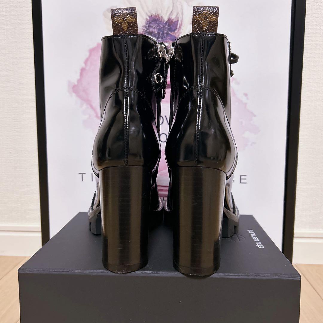 ルイヴィトン スタートレイルライン レザー レースアップアンクルブーツ ブラック