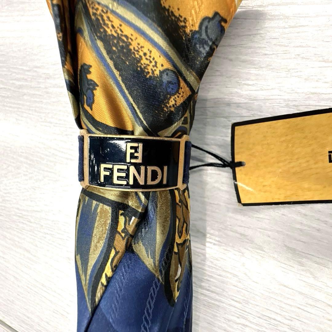 ヴィンテージ✨️未使用✨️FENDI フェンディ　雨傘　FFロゴ 花柄 ネイビー