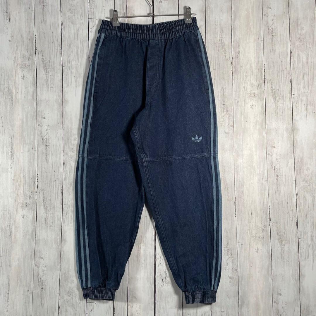 adidas アディダス スリーライン デニムパンツ ジョガー L ブルー