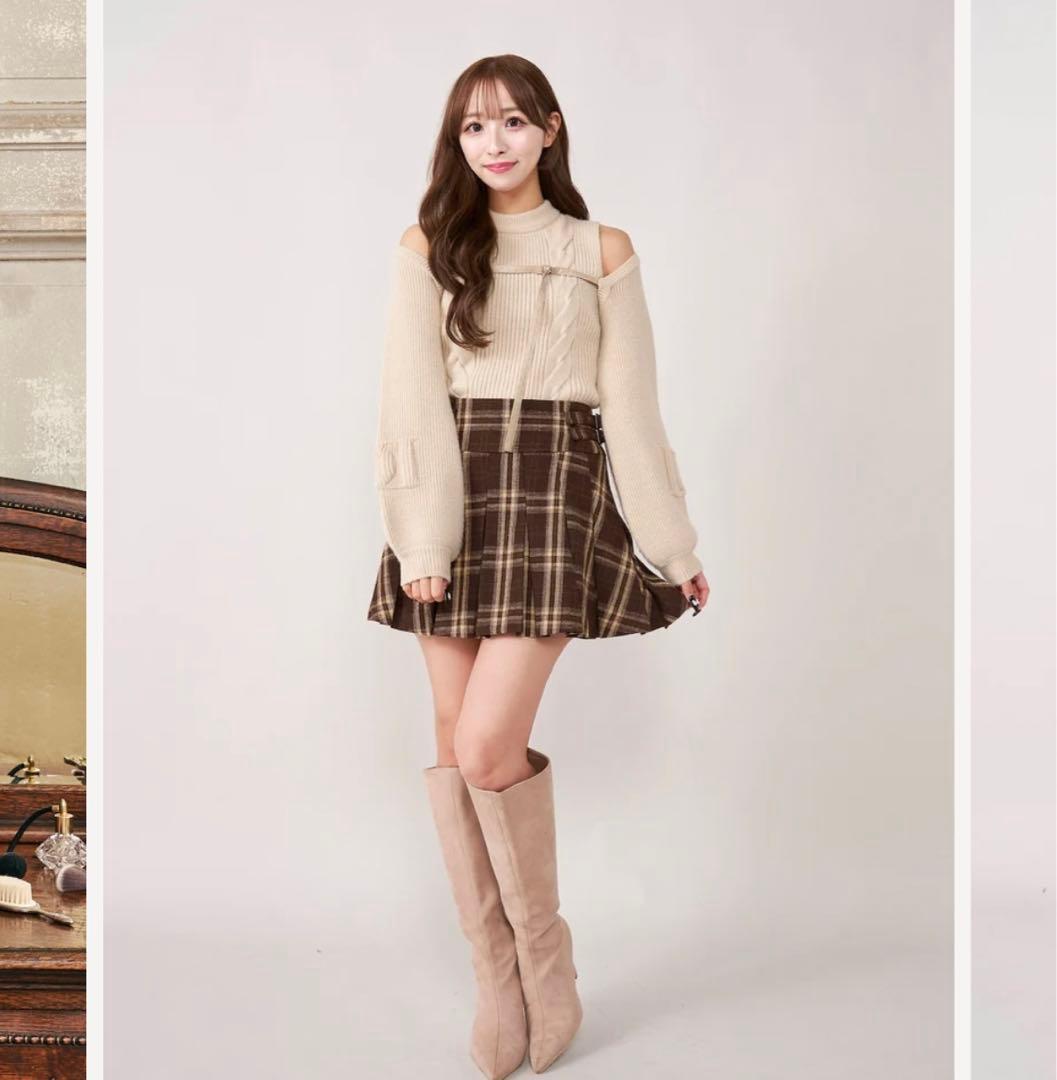 ダーリッチ　サイドベルトチェックミニスカート