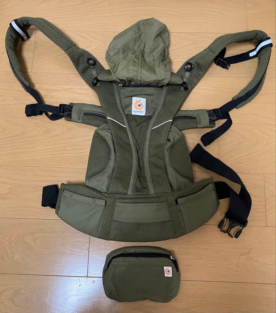 エルゴ 抱っこ紐 オムニブリーズ　カーキ メッシュ　よだれカバー付き