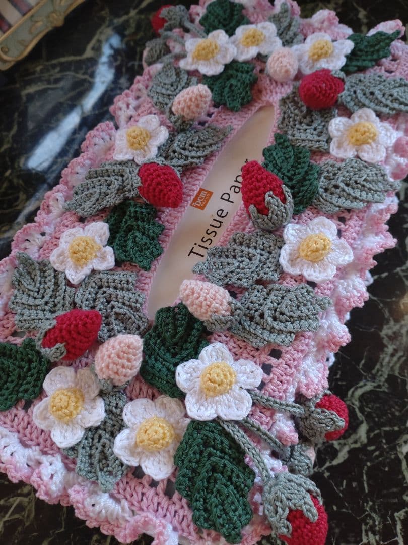 ヤクルトlove様ティッシュボックスカバーかぎ編み生活道具レース編みドイリー