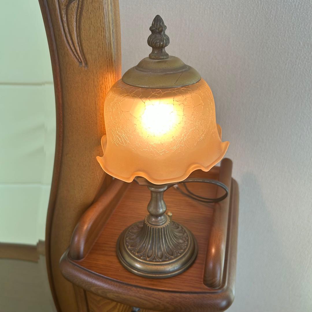 猫脚ドレッサー　高級　アンティーク　レトロランプ付　開き鏡　ヨーロピアンイタリア