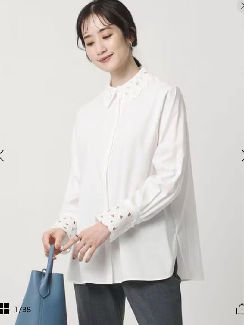 新品未使用　UNITED ARROWS エンブロイダリーカラーシャツ　ホワイト