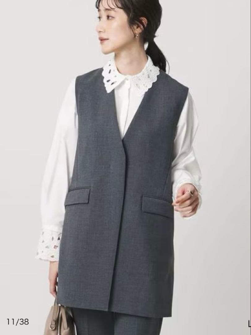 新品未使用　UNITED ARROWS エンブロイダリーカラーシャツ　ホワイト