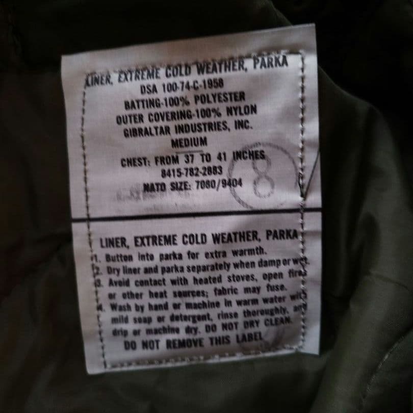 専用　アメリカ軍　M65 フィッシュテールパーカー　フルセット　デッドストック