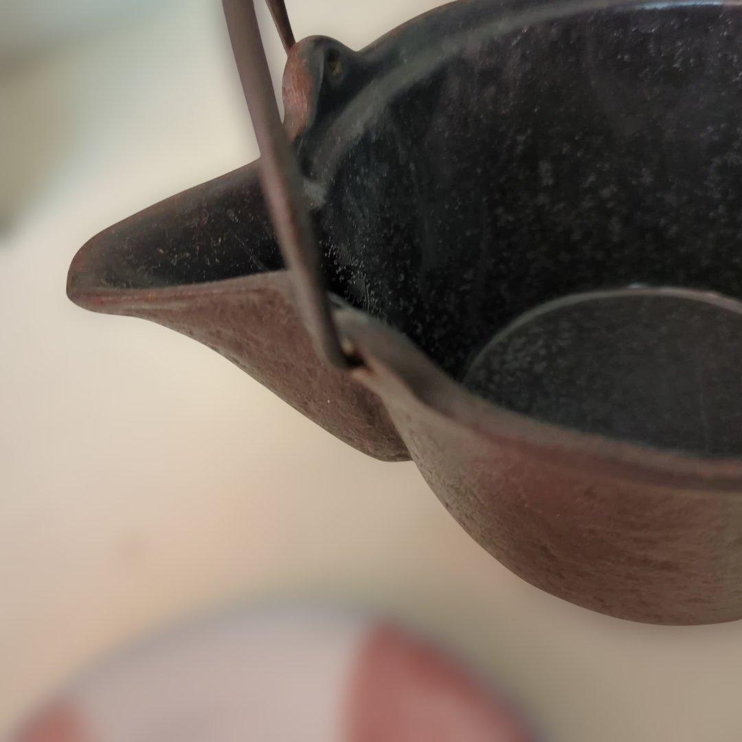 骨董　燗鍋　燗付　鋳鉄製　替蓋　酒器　茶道具　陶器蓋付き