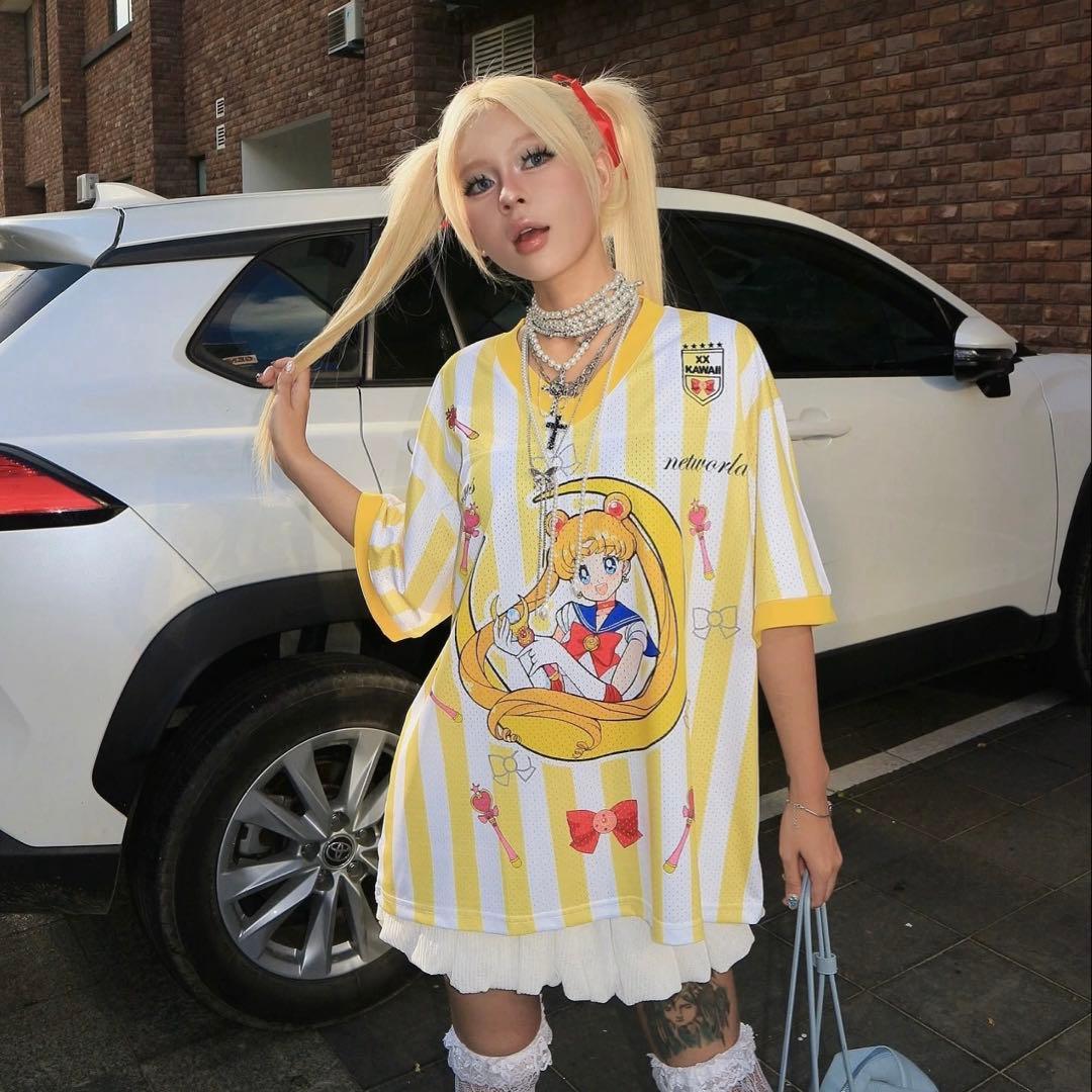 セーラームーン 月野うさぎ アニメゲームシャツ サッカーシャツフットボールシャツ