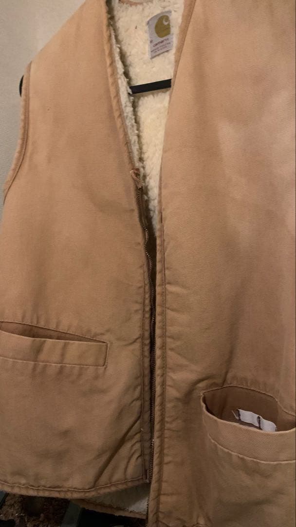 美品Carhartt vintageUSAベージュ ダッグベストゴールデンサイズ