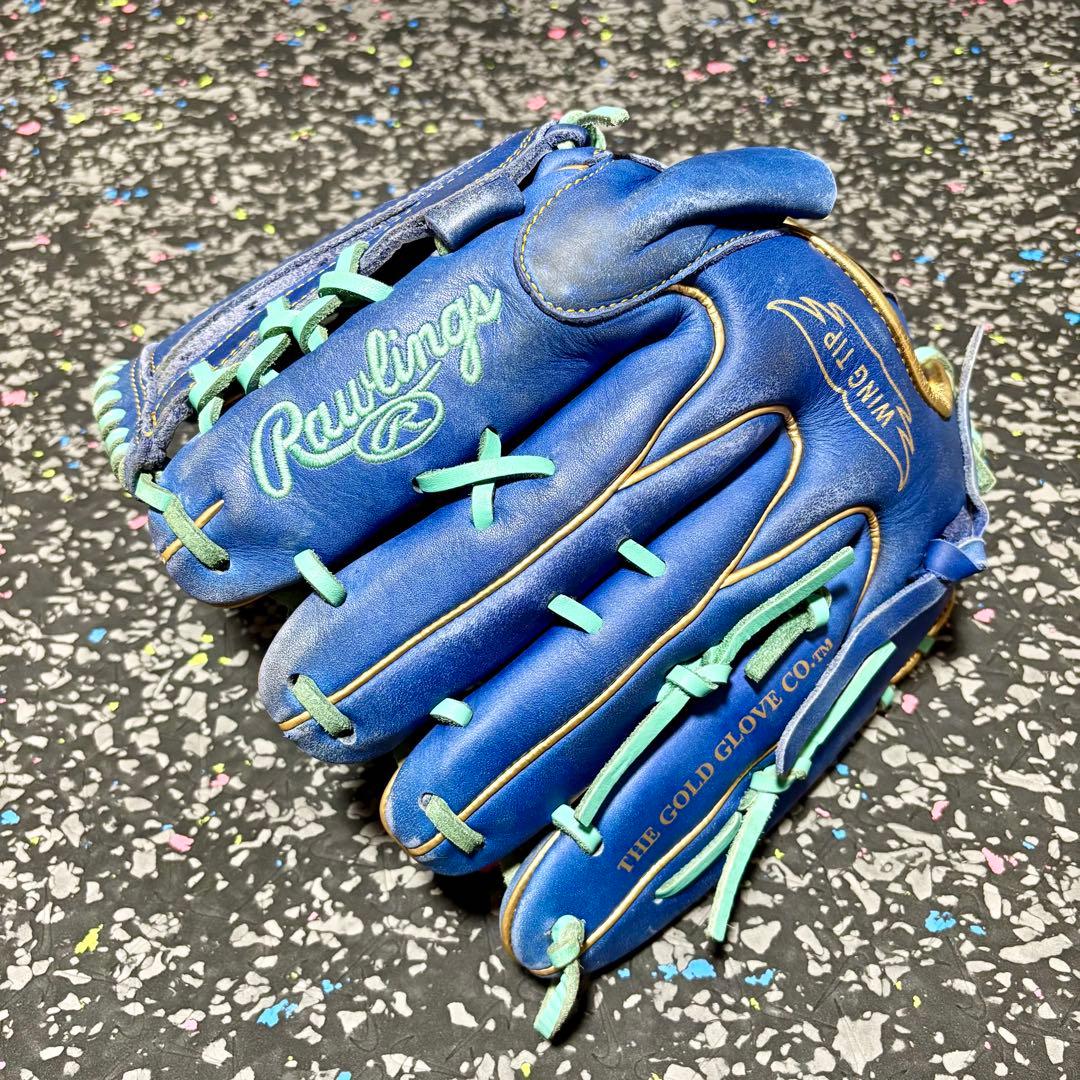 ローリングス ハイパーテック 軟式用 投手用 グローブ ブルー ゴールド 野球