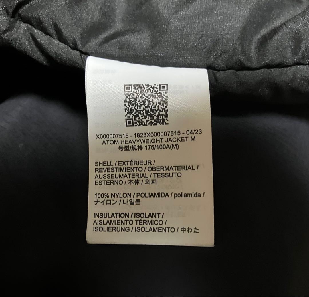 【美品】ARC’TERYX アトムヘビーウェイトジャケット ブラック Mサイズ