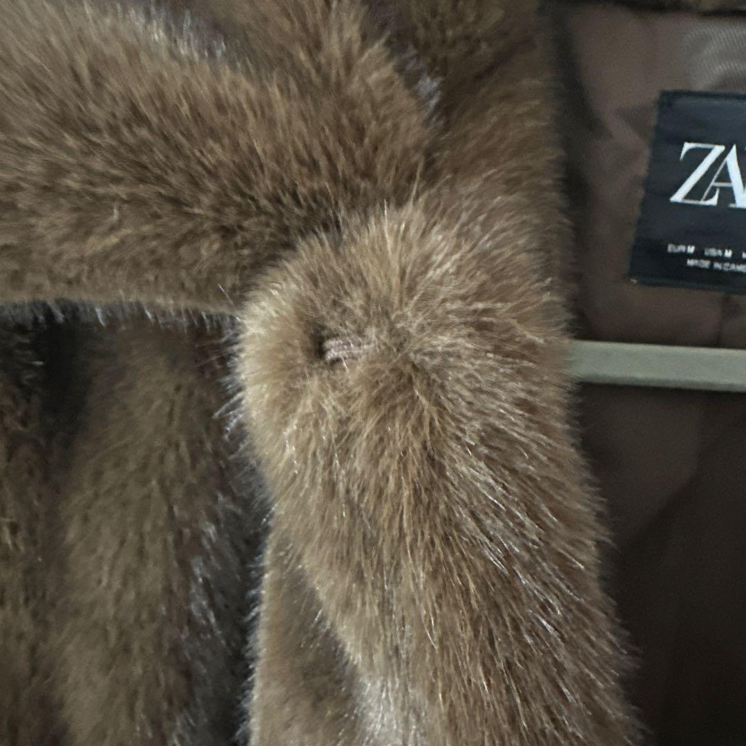 ZARA ブラウン ファーコート Mサイズ