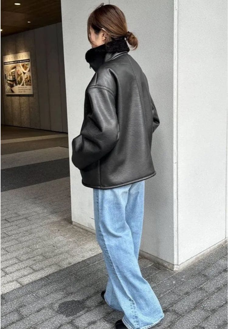 値下げ　ジャーナルスタンダード　フェイクレザーボアブルゾン　ブラウン