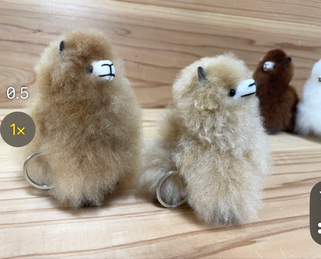 3点アルパカチャーム　バッグ用　キーホルダー 天然ベビーアルパカの毛皮