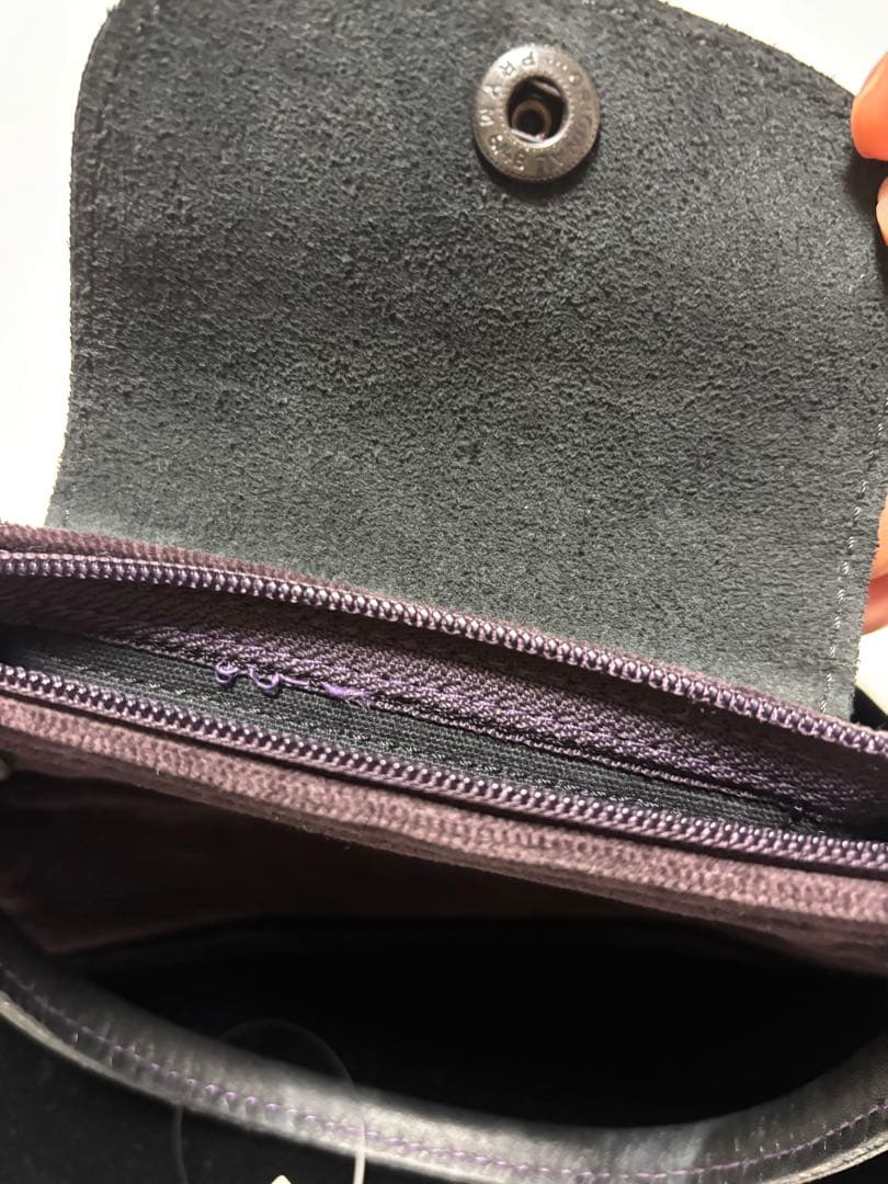 ロンシャン ル プリアージュ ベロアハンドバッグ ブラック×パープル バイカラー