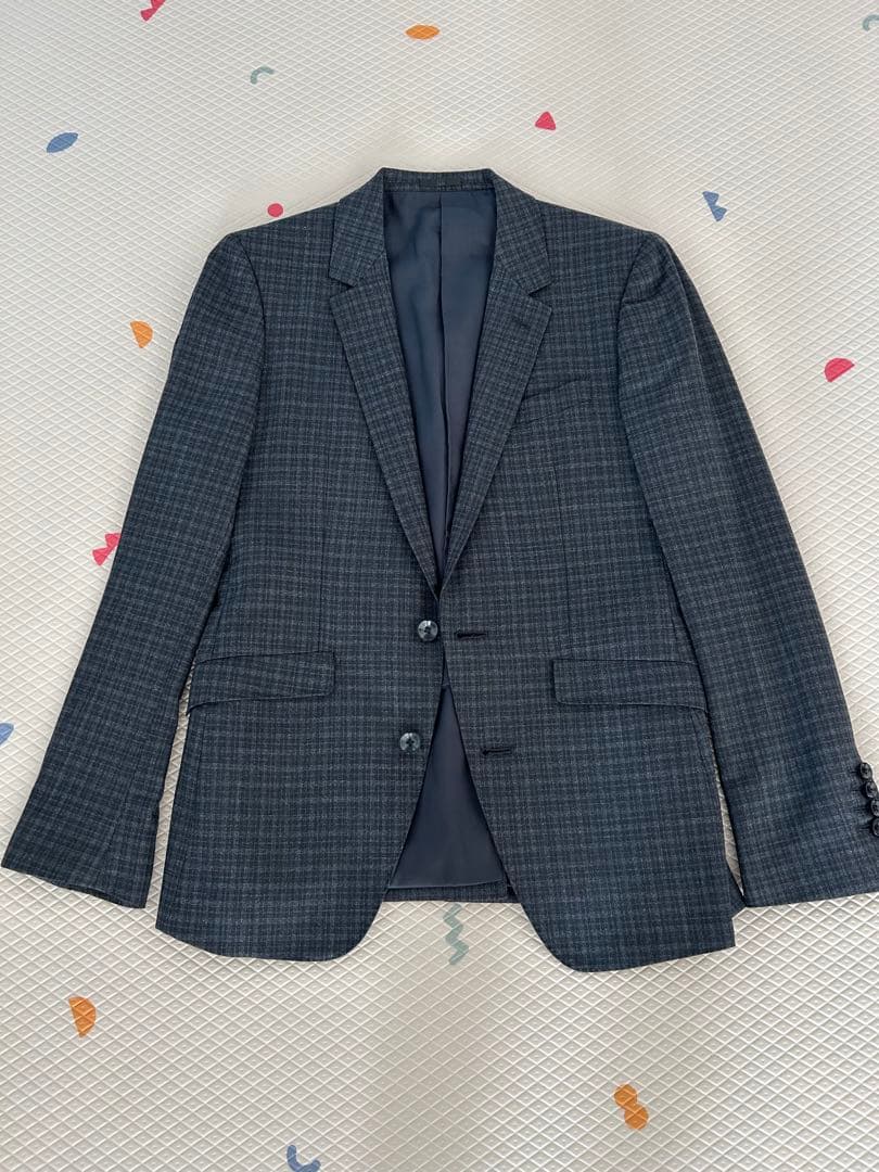 グレー系チェック柄 ビジネススーツ 2つボタン