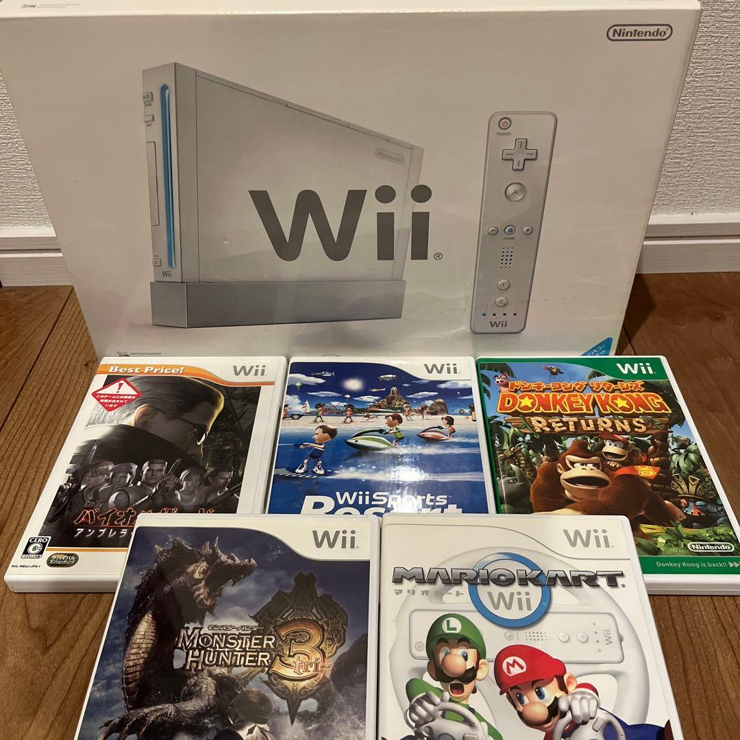 Nintendo Wii本体&マリオカートソフト等　計6点セット