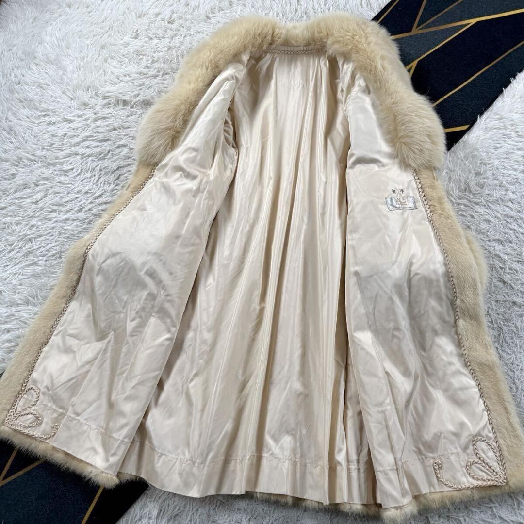 総丈110㎝ サガセレクト パールミンク フォックス コート L相当 AA064