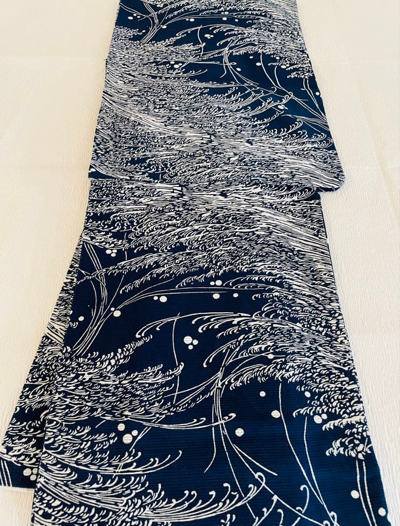 無形文化財　長板藍染　綿絽　初山一之助 証紙付き