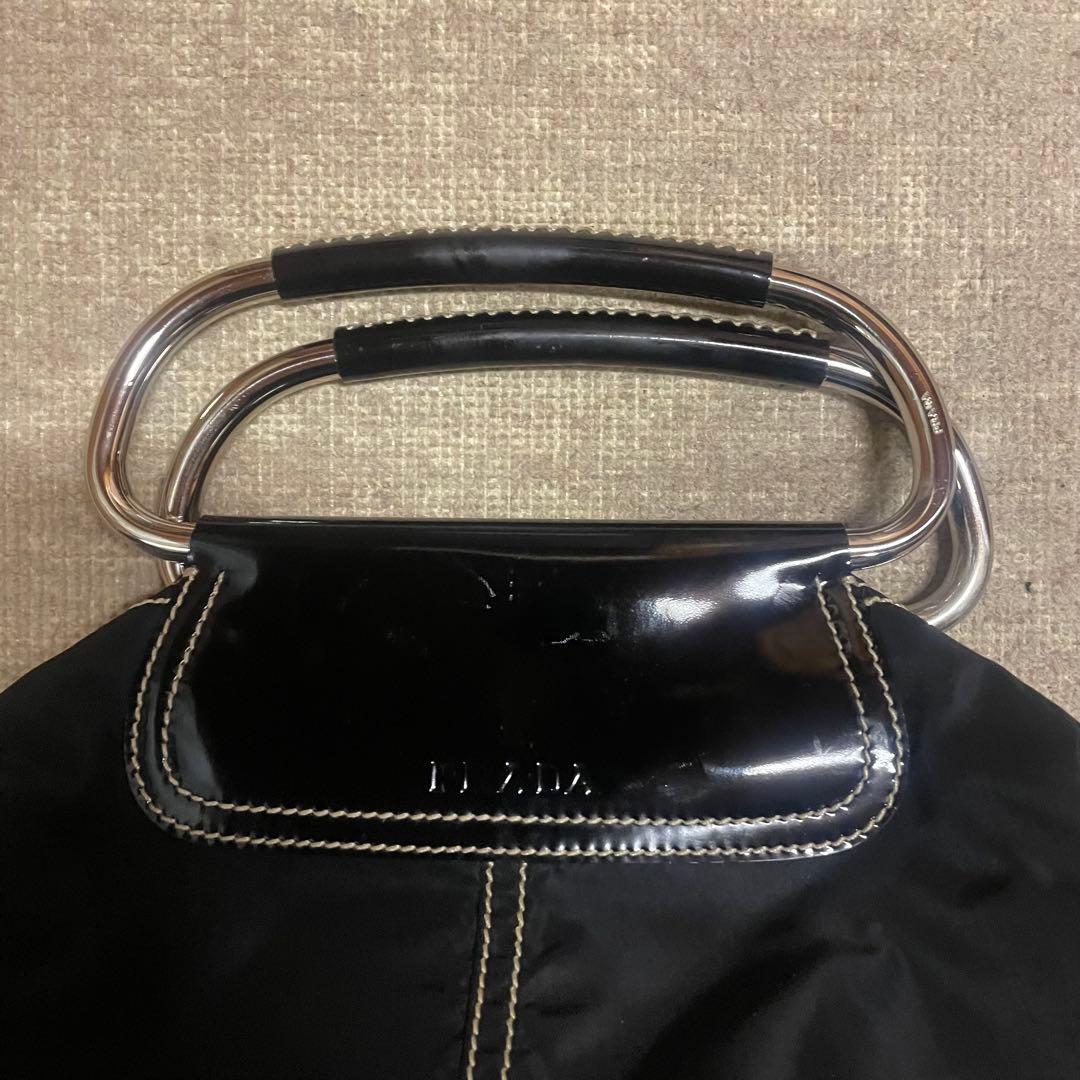 PRADA プラダ ボストンバック ハンドバッグbag 黒 エナメル