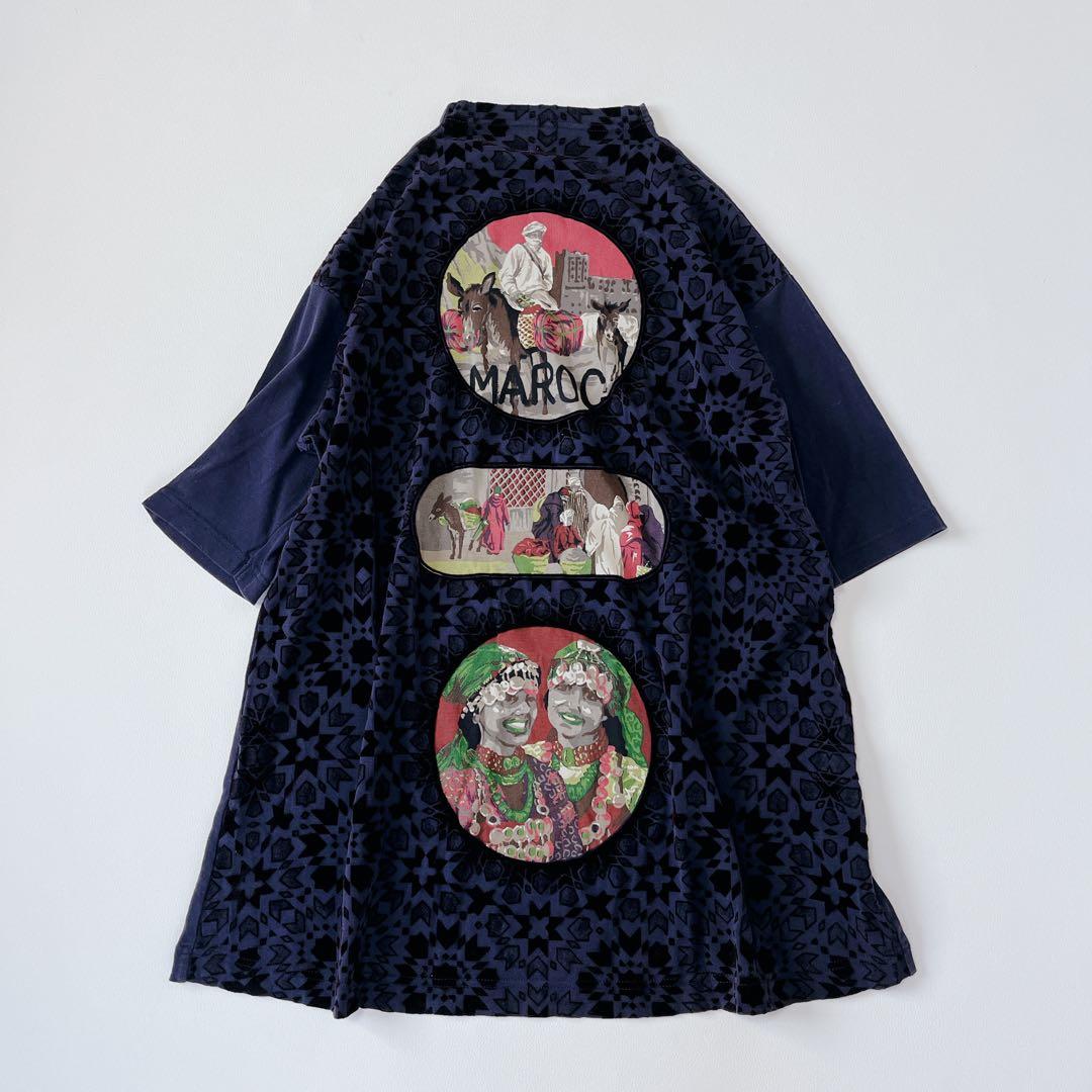 トクコプルミエヴォル フロッキー プリント 民族　人間　七分袖 チュニック