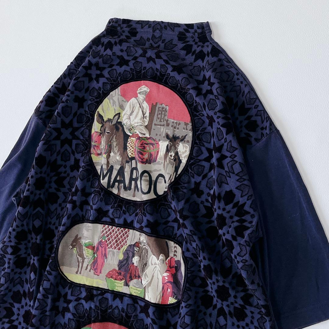 トクコプルミエヴォル フロッキー プリント 民族　人間　七分袖 チュニック