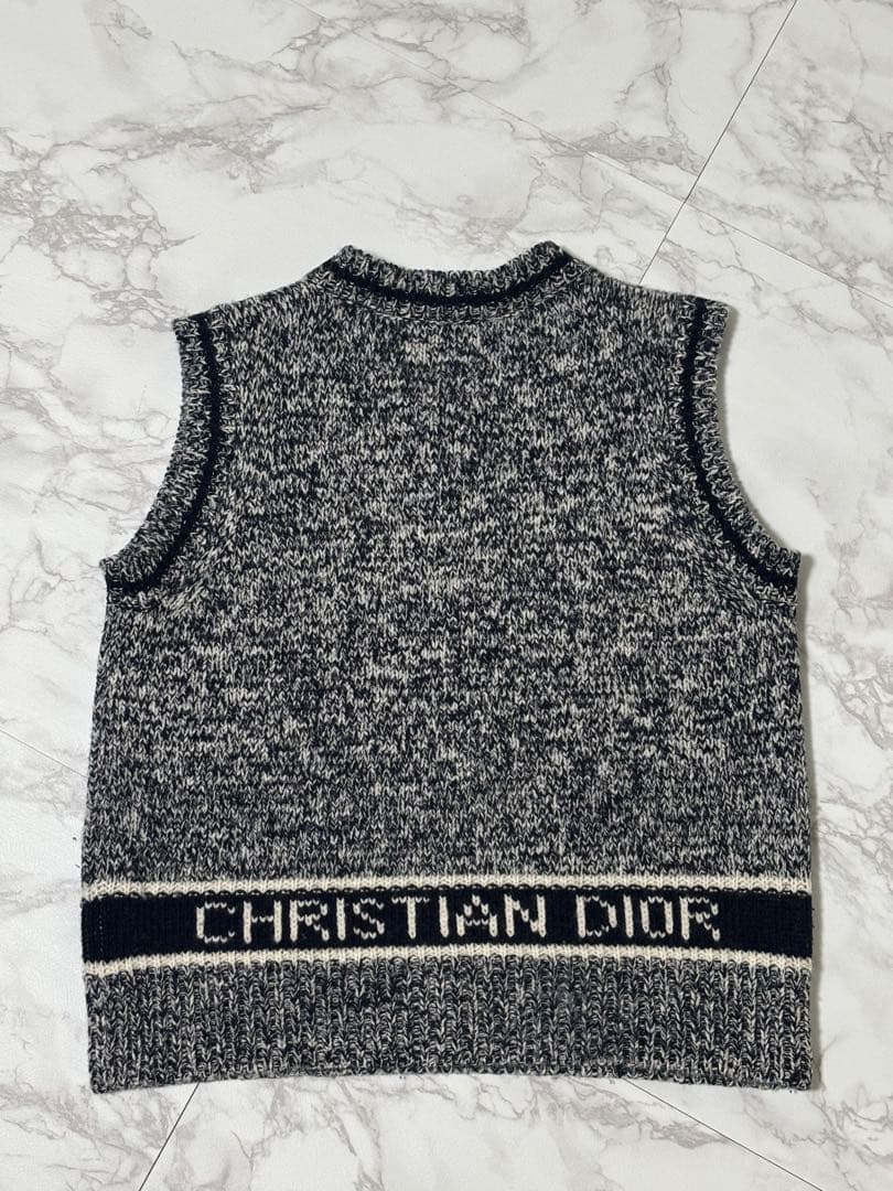 Christian Dior ニットベスト ロゴ 36 ネイビー