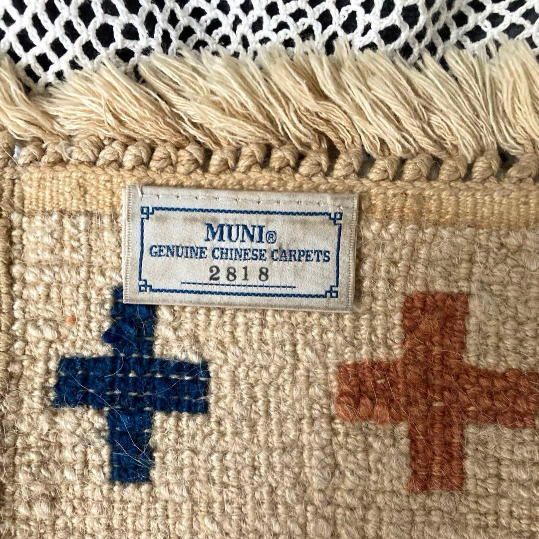 MUNI 十字模様 フリンジ付きチェアラグ5枚セット バラ売り不可