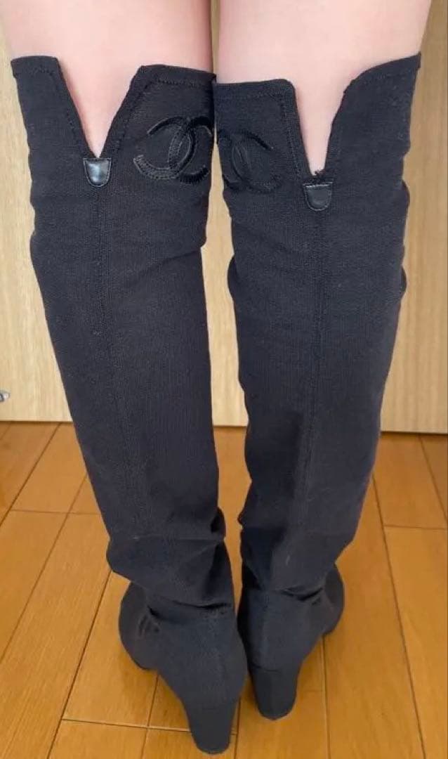 CHANEL シャネル　ニーハイブーツ　サイズ38 ブラック