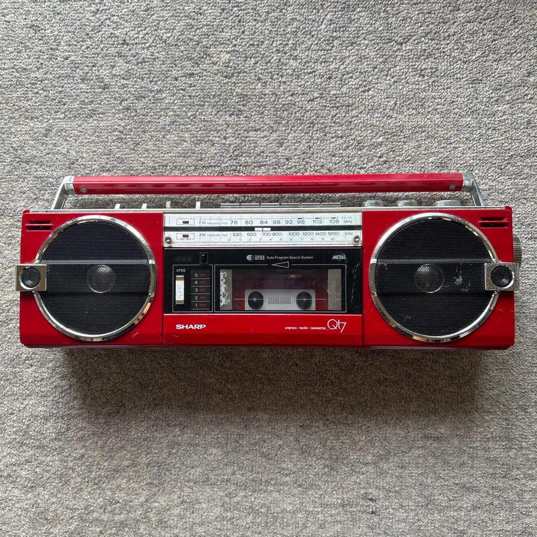 <ジャンク>SHARP QT-7 ラジカセ レッド