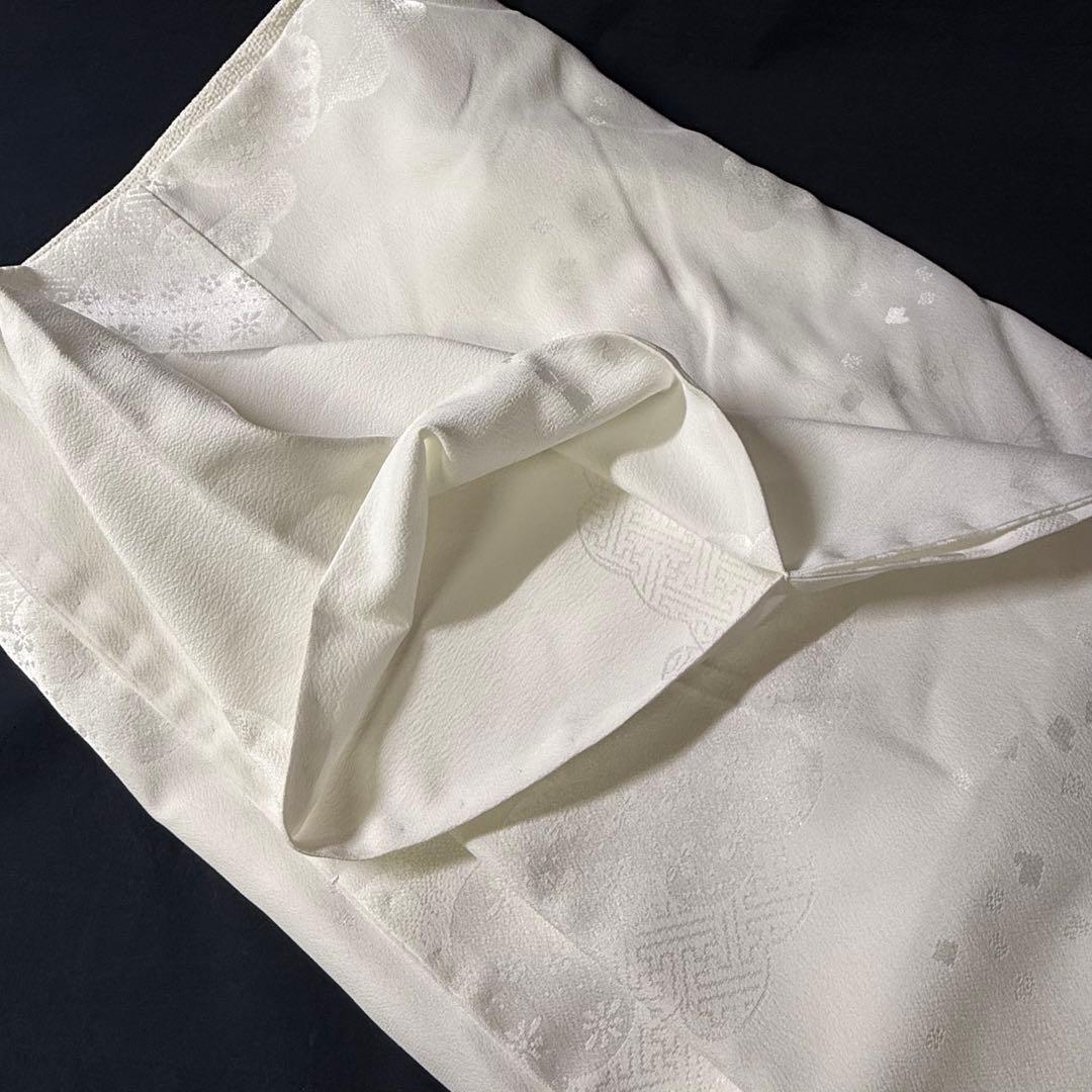 花嫁用　長襦袢 身丈136cm 裄65cm 特別衿　白　化繊 手縫【中古】雲どり