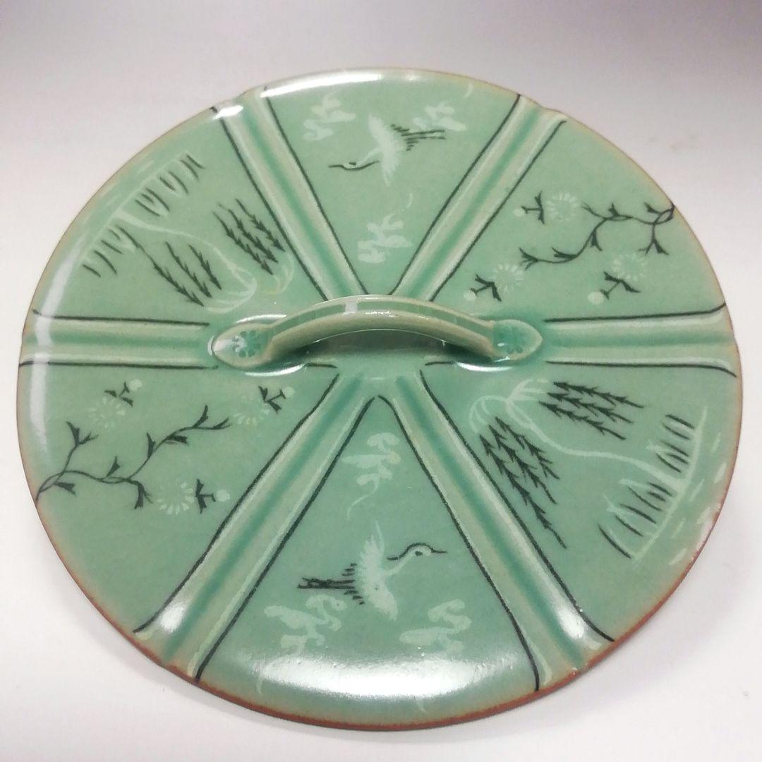 Ｓ３５７　皆具　『韓国陶芸家』『青磁』『青珍陶芸』『梁命煥作』　共箱　茶道具